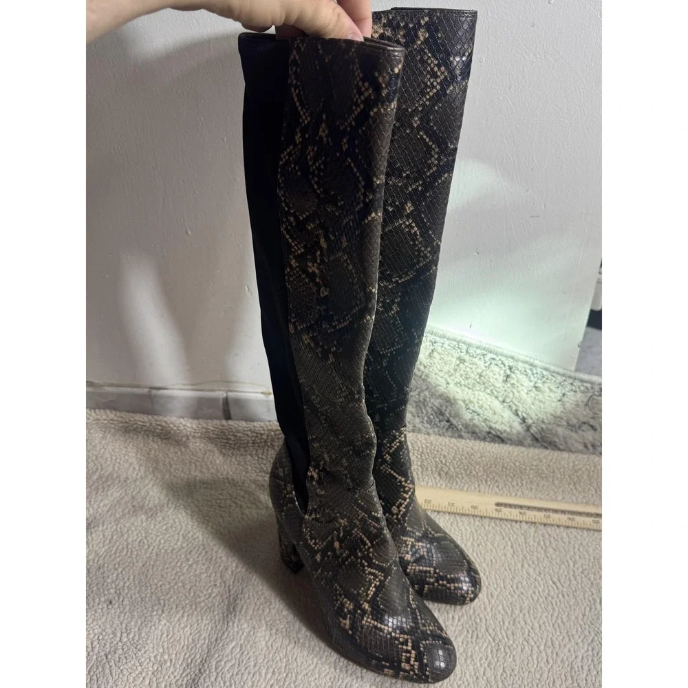 Circus Sam Edelman Boots Womens Size 6.5M Brown Snake Print Clarimont Block Heel